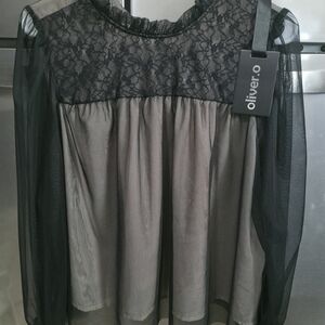 Olivers Black and Gray Lace Blouse